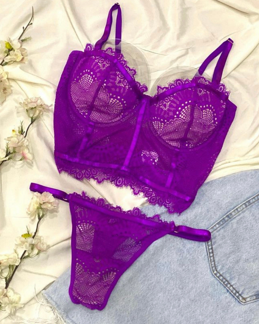 Set de Ropa Interior Mariana - Encaje Púrpura