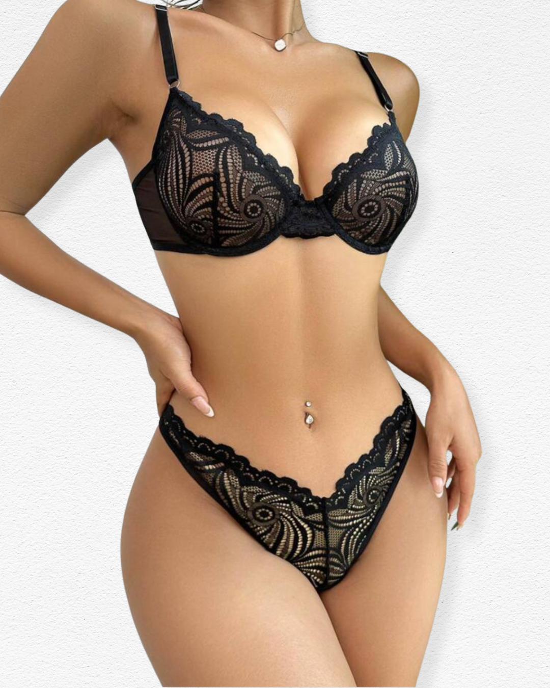 Set de Ropa Interior Tamara - Encaje Negro Elegante