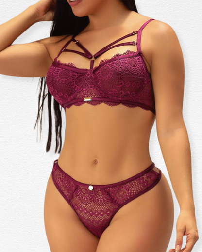 Set de Ropa Interior Natalia - Encaje Geométrico