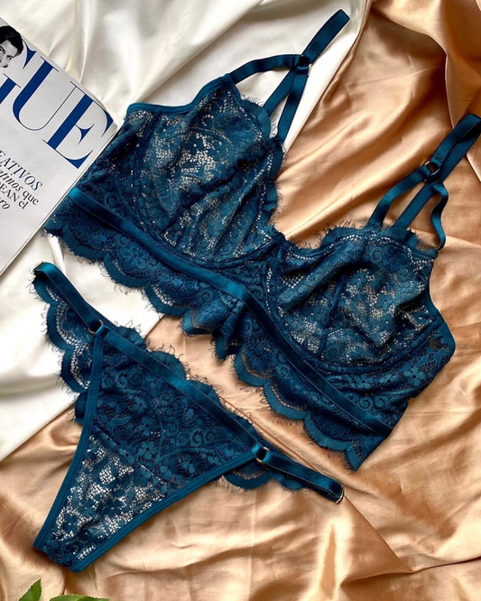 Set de Ropa Interior Amalia - Encaje Azul Marino