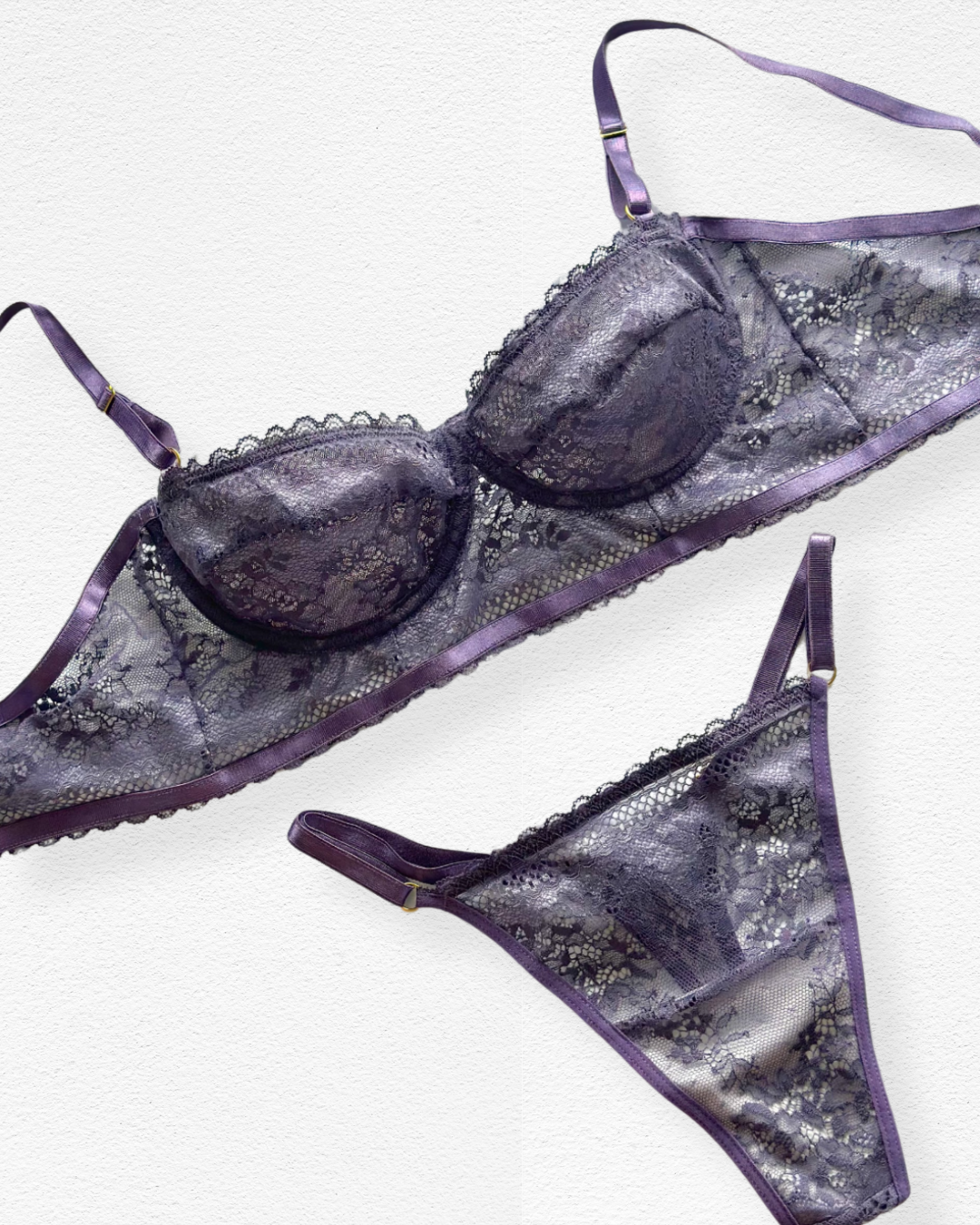 Set de Ropa Interior Isadora - Encaje Morado Metálico