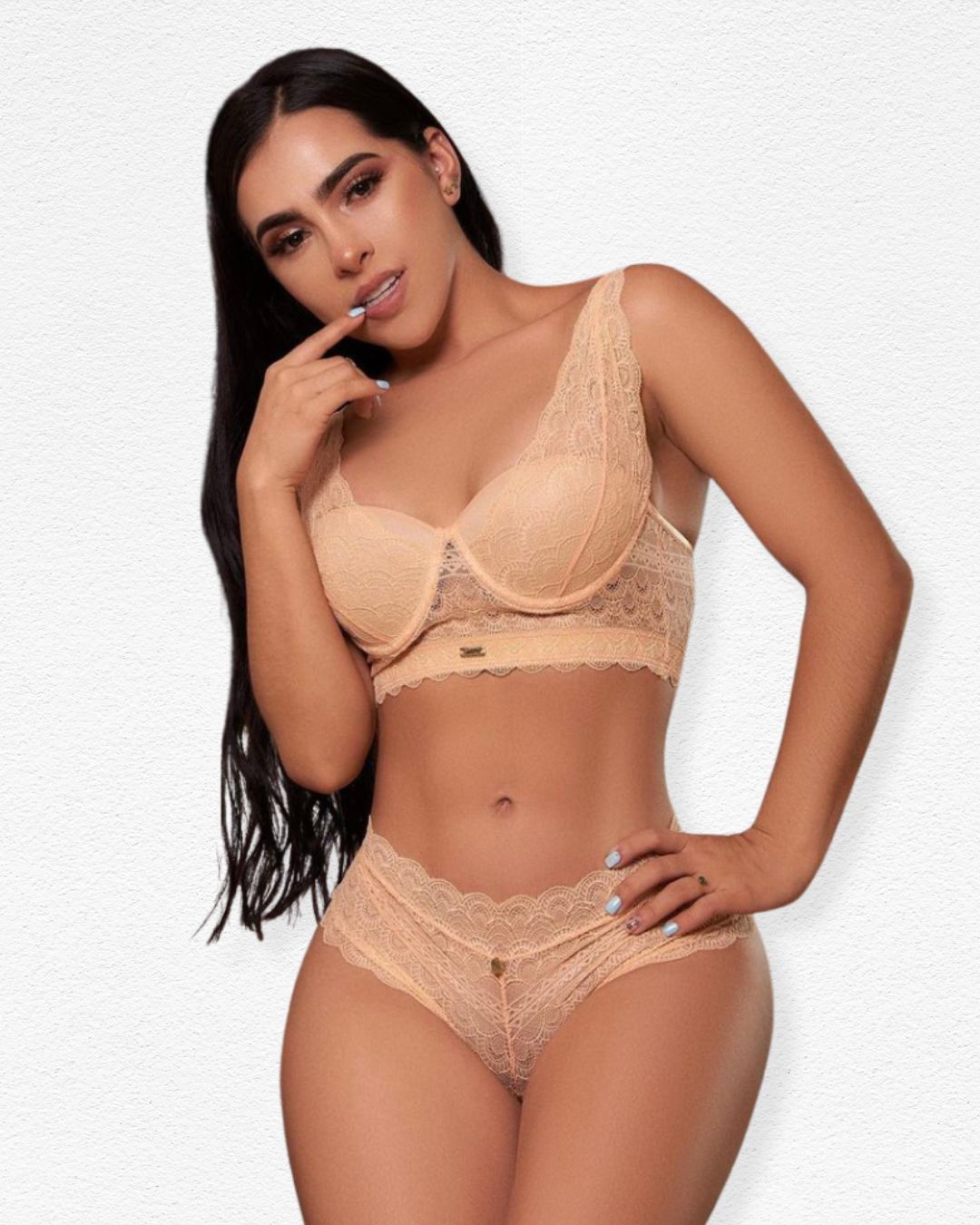 Set de Ropa Interior Isabella - Encaje Durazno