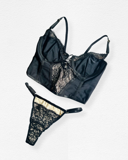 Set de Ropa Interior Serena - Encaje Negro Elegante