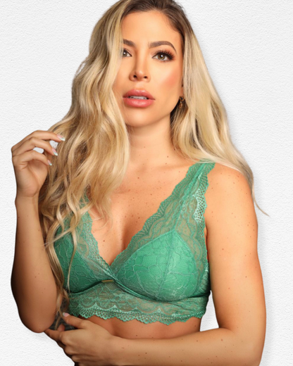 Set de Ropa Interior Julieta - Encaje Verde Esmeralda