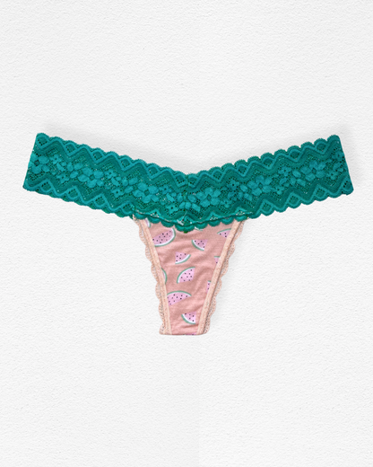 Panty hilo con fajón de encaje